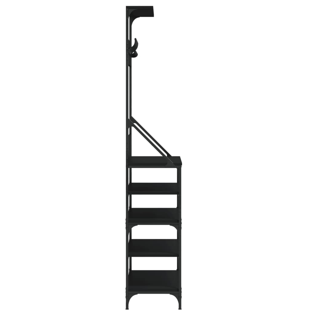 vidaXL Suport de haine cu raft de pantofi, negru, 90x34x184 cm vidaXL Suport de haine cu raft de pantofi, negru, 90x34x184 cm