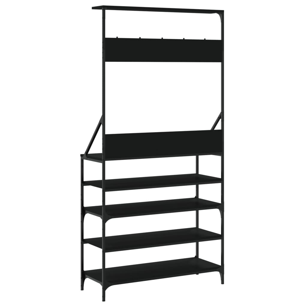 vidaXL Suport de haine cu raft de pantofi, negru, 90x34x184 cm vidaXL Suport de haine cu raft de pantofi, negru, 90x34x184 cm