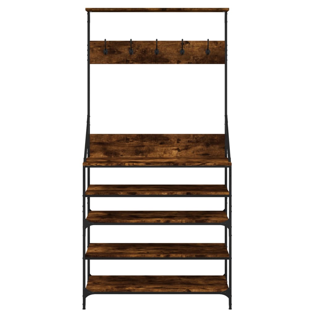vidaXL Suport de haine cu raft de pantofi stejar fumuriu, 90x34x184 cm vidaXL Suport de haine cu raft de pantofi stejar fumuriu, 90x34x184 cm