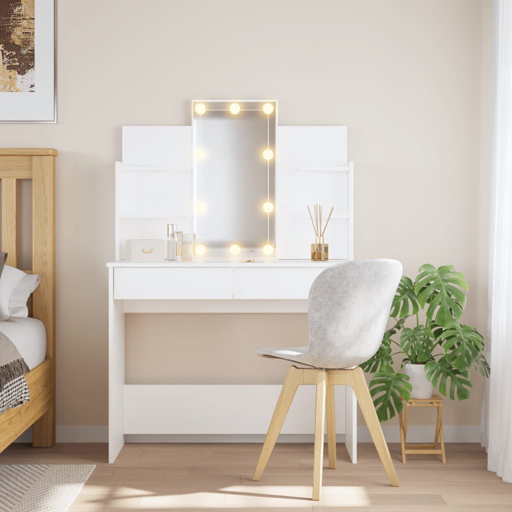 vidaXL Masă de toaletă cu LED-uri albe, 96x40x142 cm vidaXL Masă de toaletă cu LED-uri albe, 96x40x142 cm