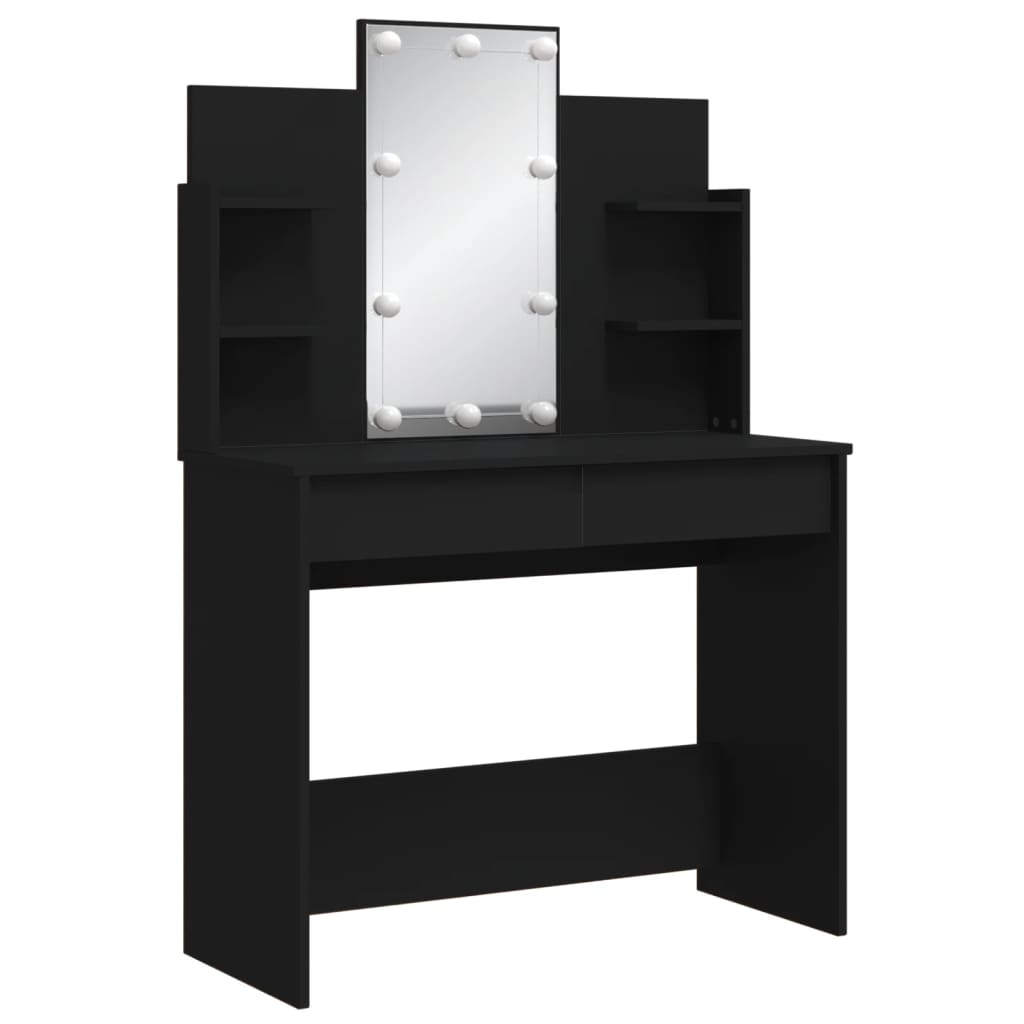 vidaXL Masă de toaletă cu LED-uri, negru, 96x40x142 cm vidaXL Masă de toaletă cu LED-uri, negru, 96x40x142 cm