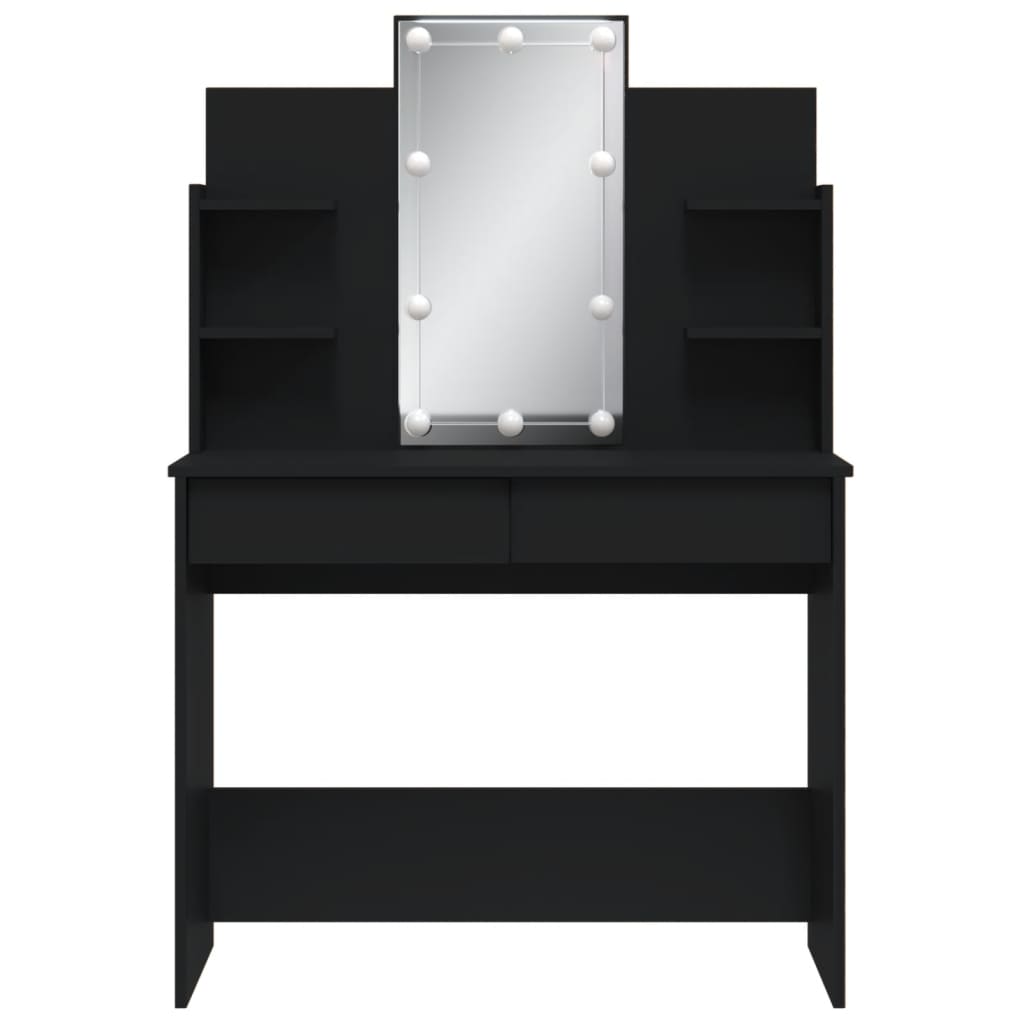 vidaXL Masă de toaletă cu LED-uri, negru, 96x40x142 cm vidaXL Masă de toaletă cu LED-uri, negru, 96x40x142 cm