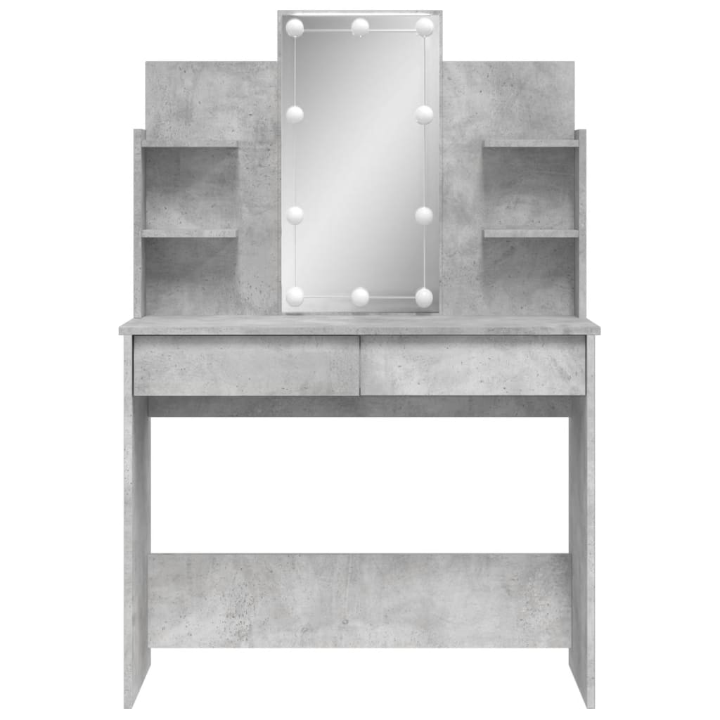 vidaXL Masă de toaletă cu LED-uri, gri beton, 96x40x142 cm vidaXL Masă de toaletă cu LED-uri, gri beton, 96x40x142 cm