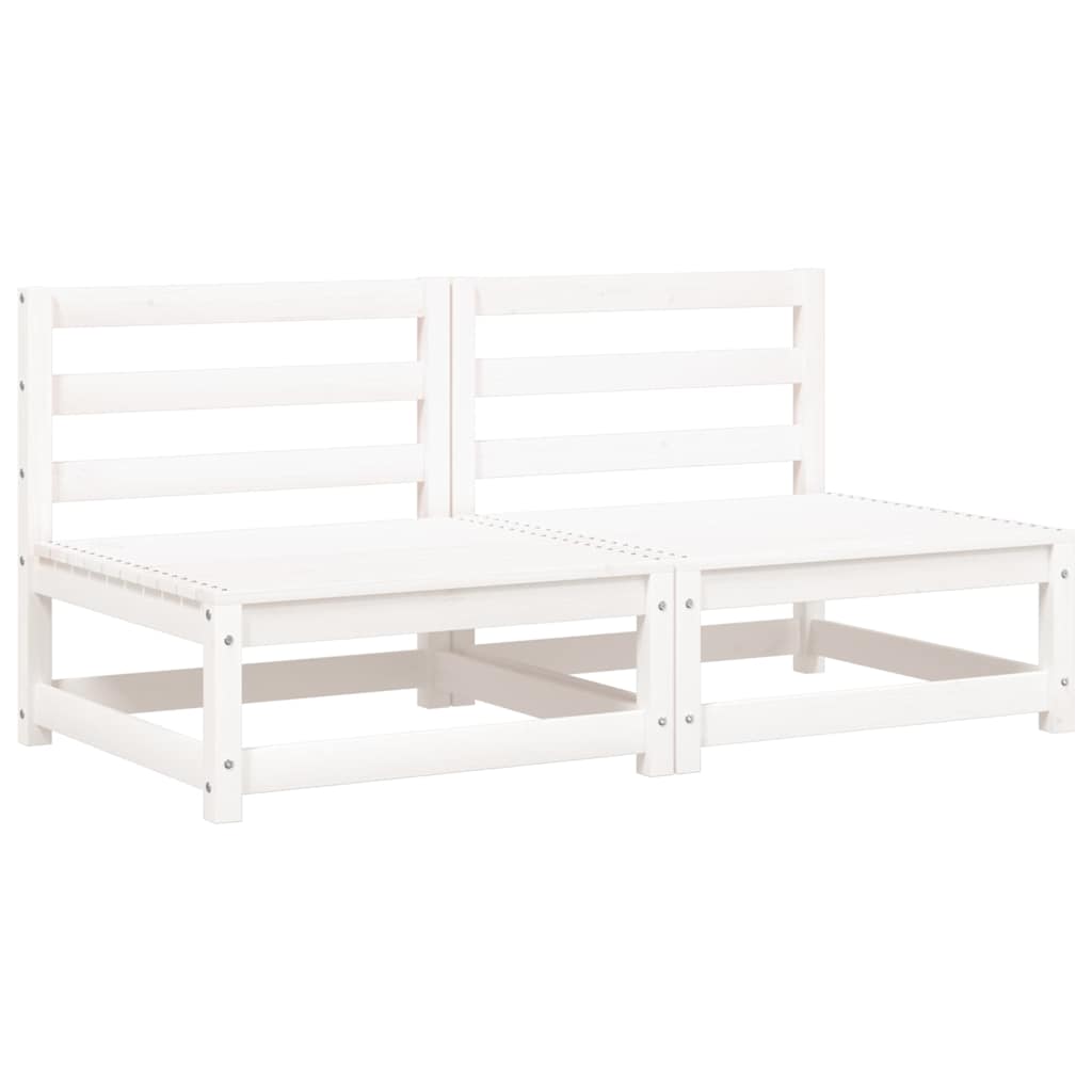 vidaXL Canapele de grădină fără cotiere, cu perne, 2 buc., alb vidaXL Canapele de grădină fără cotiere, cu perne, 2 buc., alb