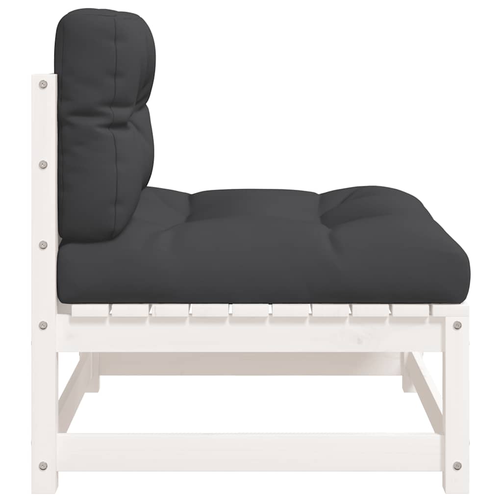 vidaXL Canapele de grădină fără cotiere, cu perne, 2 buc., alb vidaXL Canapele de grădină fără cotiere, cu perne, 2 buc., alb