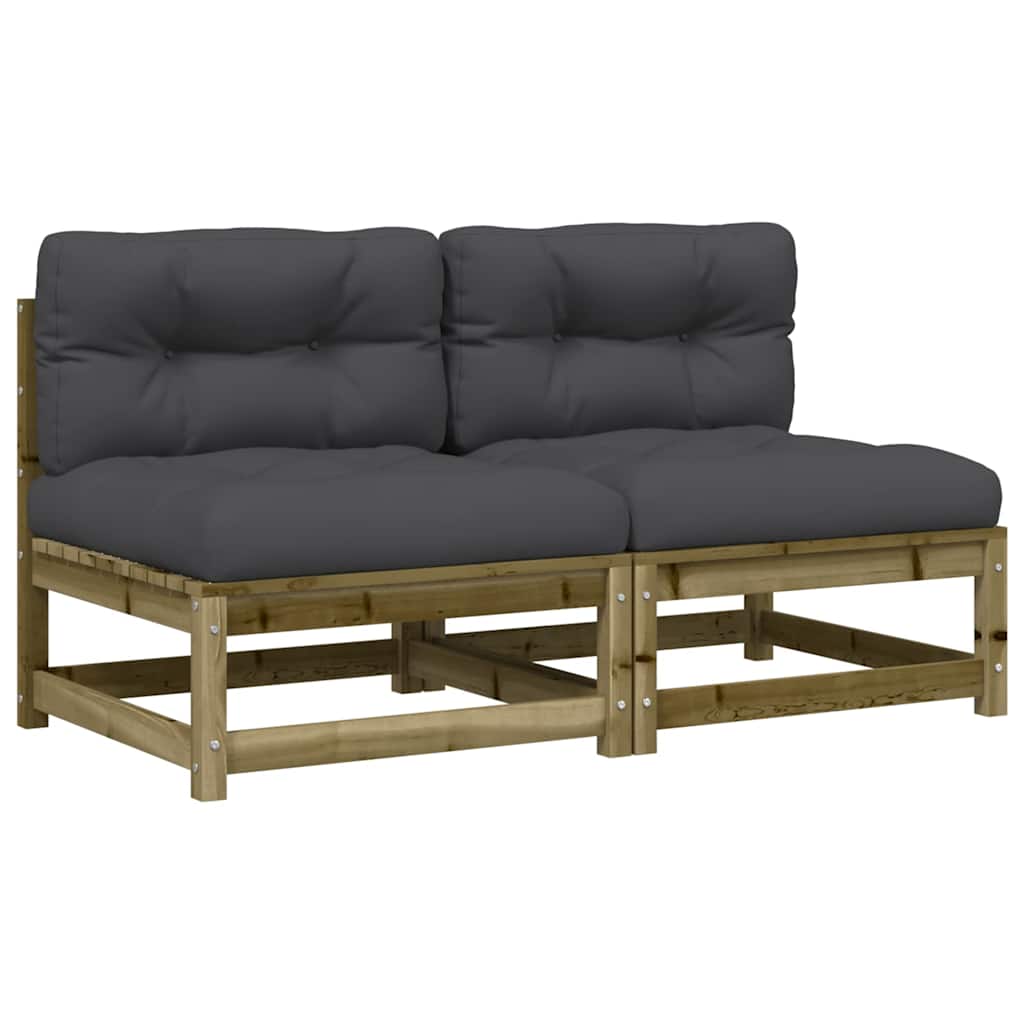 vidaXL Canapele de grădină fără cotiere, cu perne, 2 buc. vidaXL Canapele de grădină fără cotiere, cu perne, 2 buc.