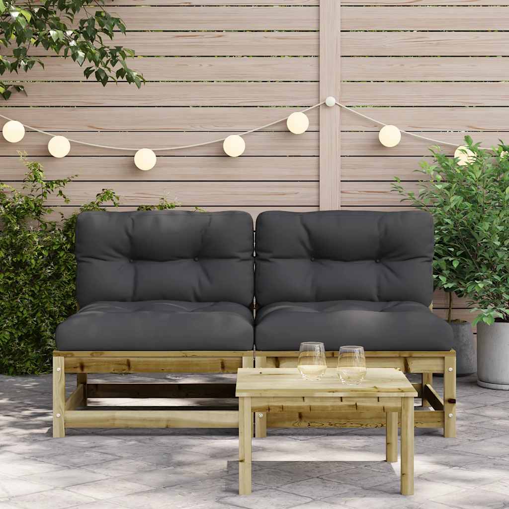 vidaXL Canapele de grădină fără cotiere, cu perne, 2 buc. vidaXL Canapele de grădină fără cotiere, cu perne, 2 buc.