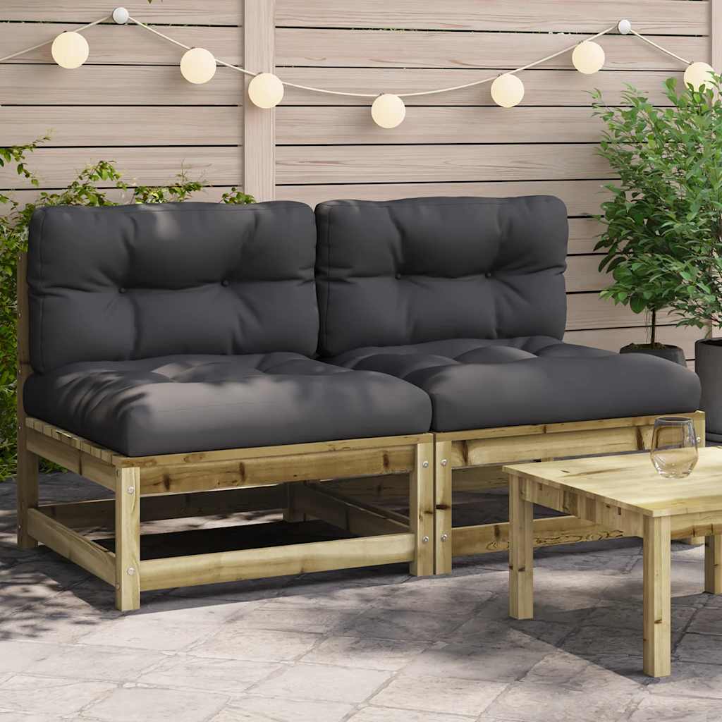 vidaXL Canapele de grădină fără cotiere, cu perne, 2 buc. vidaXL Canapele de grădină fără cotiere, cu perne, 2 buc.