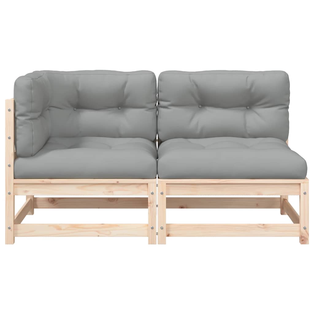vidaXL Canapea de grădină cu 2 locuri, cu perne, lemn masiv pin