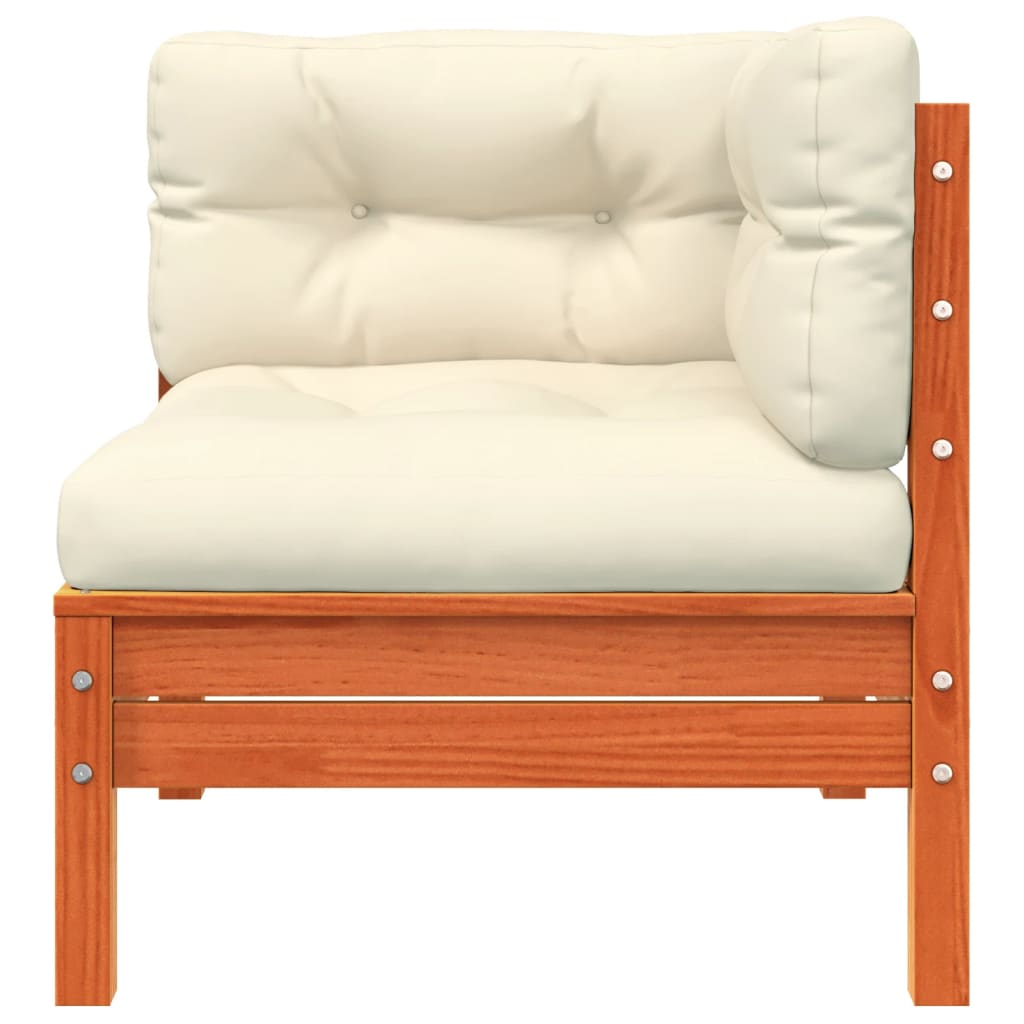 vidaXL Canapea de colț cu perne pentru grădină, maro ceruit