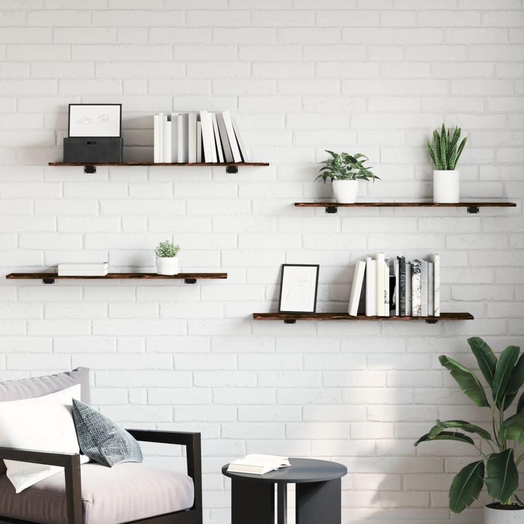 vidaXL Rafturi perete 4 buc. stejar fumuriu 100x20x1,5cm lemn compozit