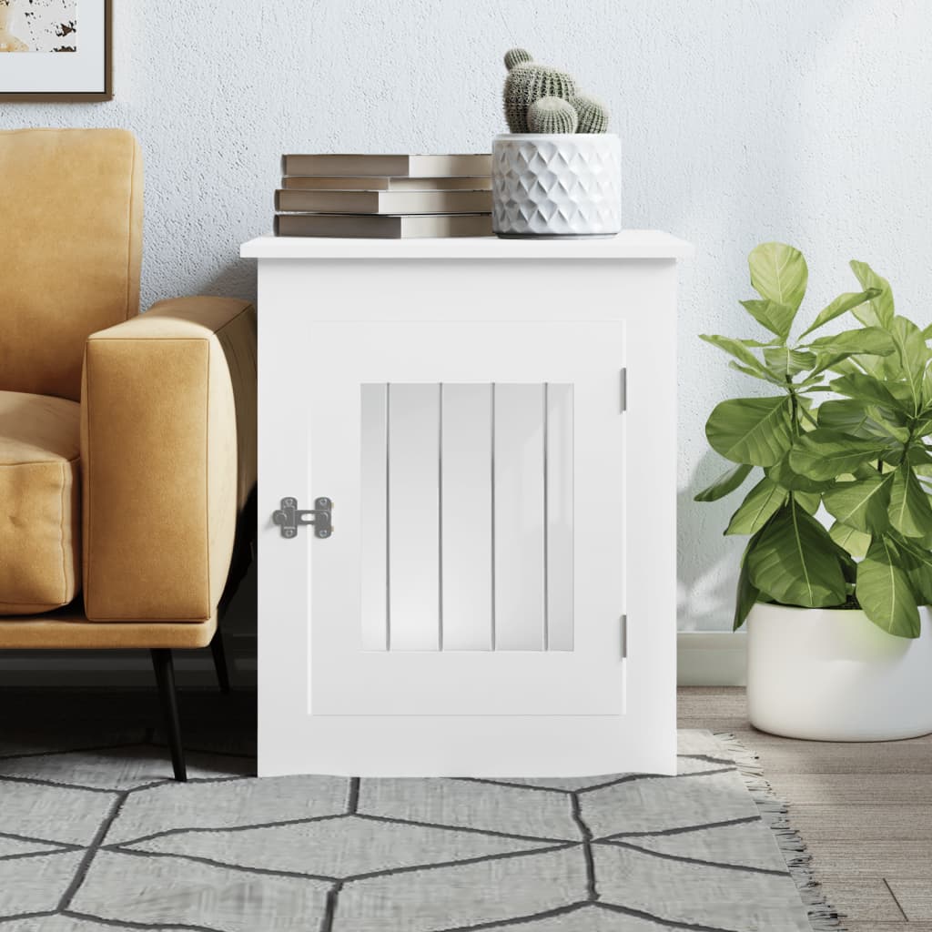 vidaXL Ladă pentru câini, alb, 55x75x65 cm, lemn prelucrat vidaXL Ladă pentru câini, alb, 55x75x65 cm, lemn prelucrat