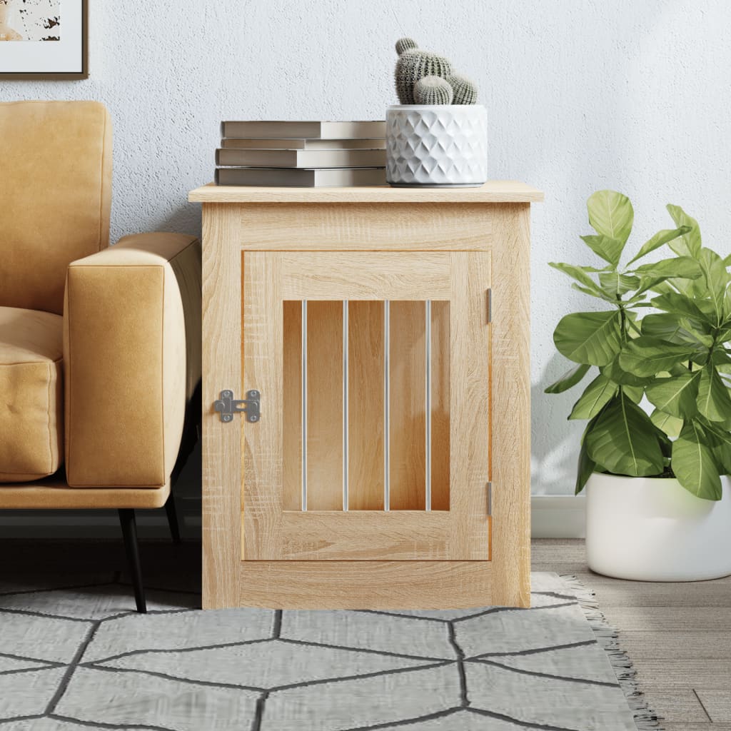 vidaXL Ladă pentru câini, stejar sonoma, 55x75x65 cm, lemn compozit vidaXL Ladă pentru câini, stejar sonoma, 55x75x65 cm, lemn compozit