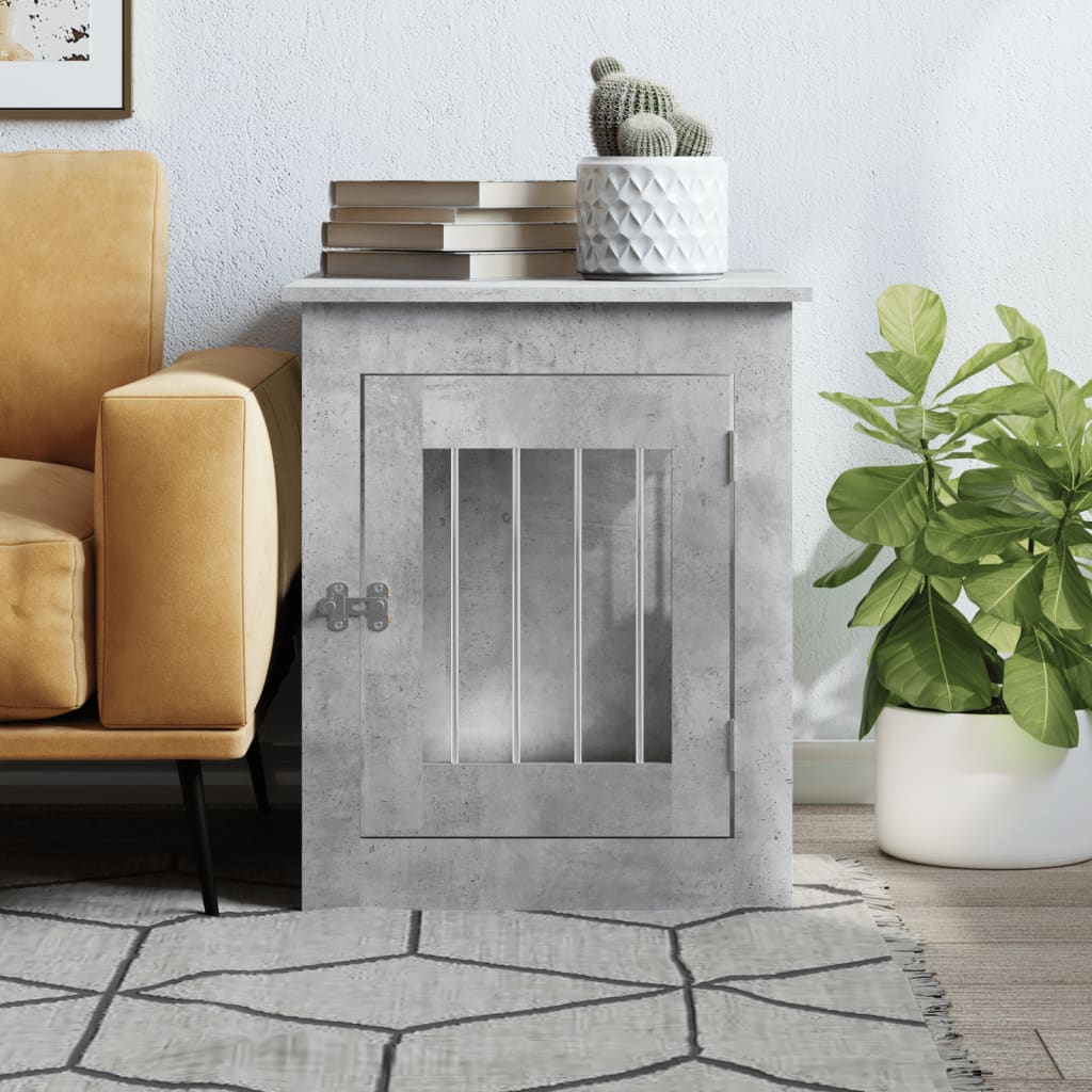 vidaXL Ladă pentru câini, gri beton, 55x75x65 cm, lemn compozit vidaXL Ladă pentru câini, gri beton, 55x75x65 cm, lemn compozit