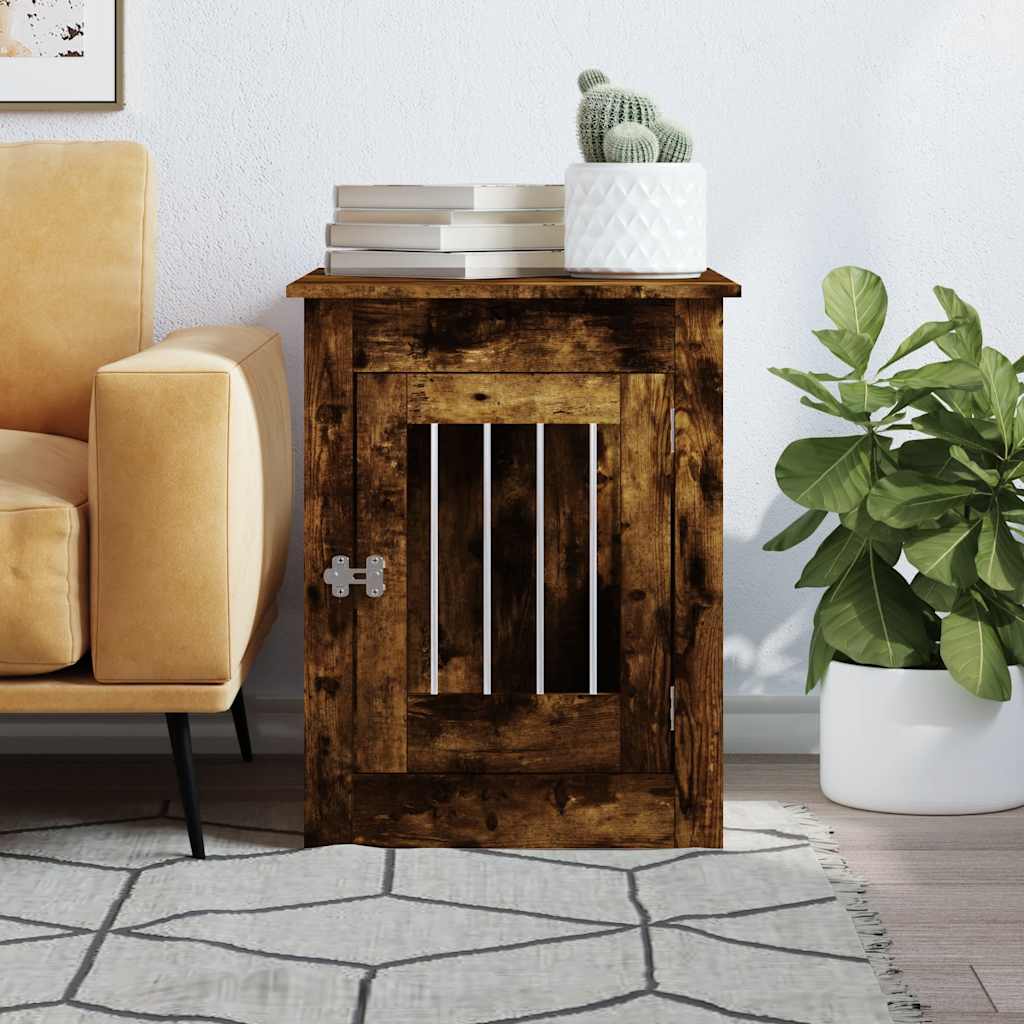 vidaXL Ladă pentru câini, stejar fumuriu, 55x80x68 cm, lemn compozit