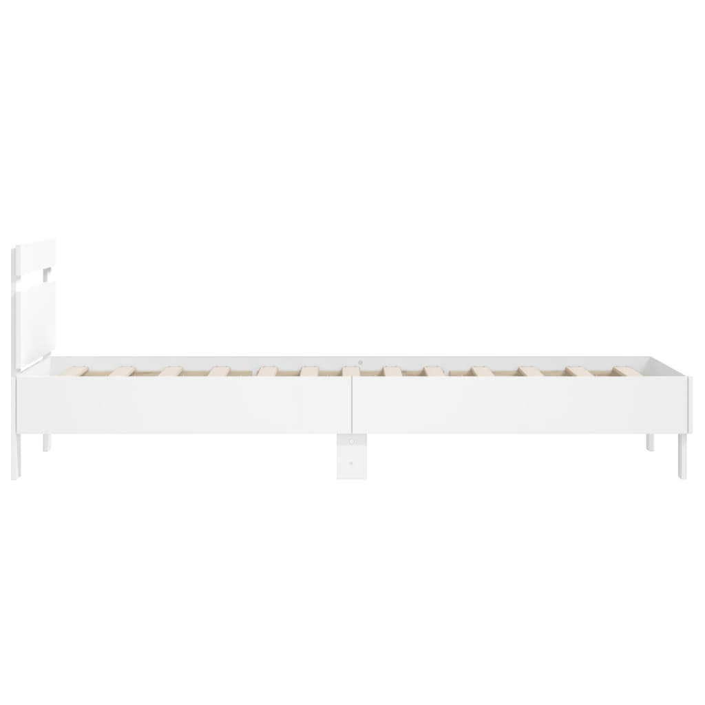 vidaXL Cadru de pat cu tăblie, alb, 100x200 cm, lemn prelucrat
