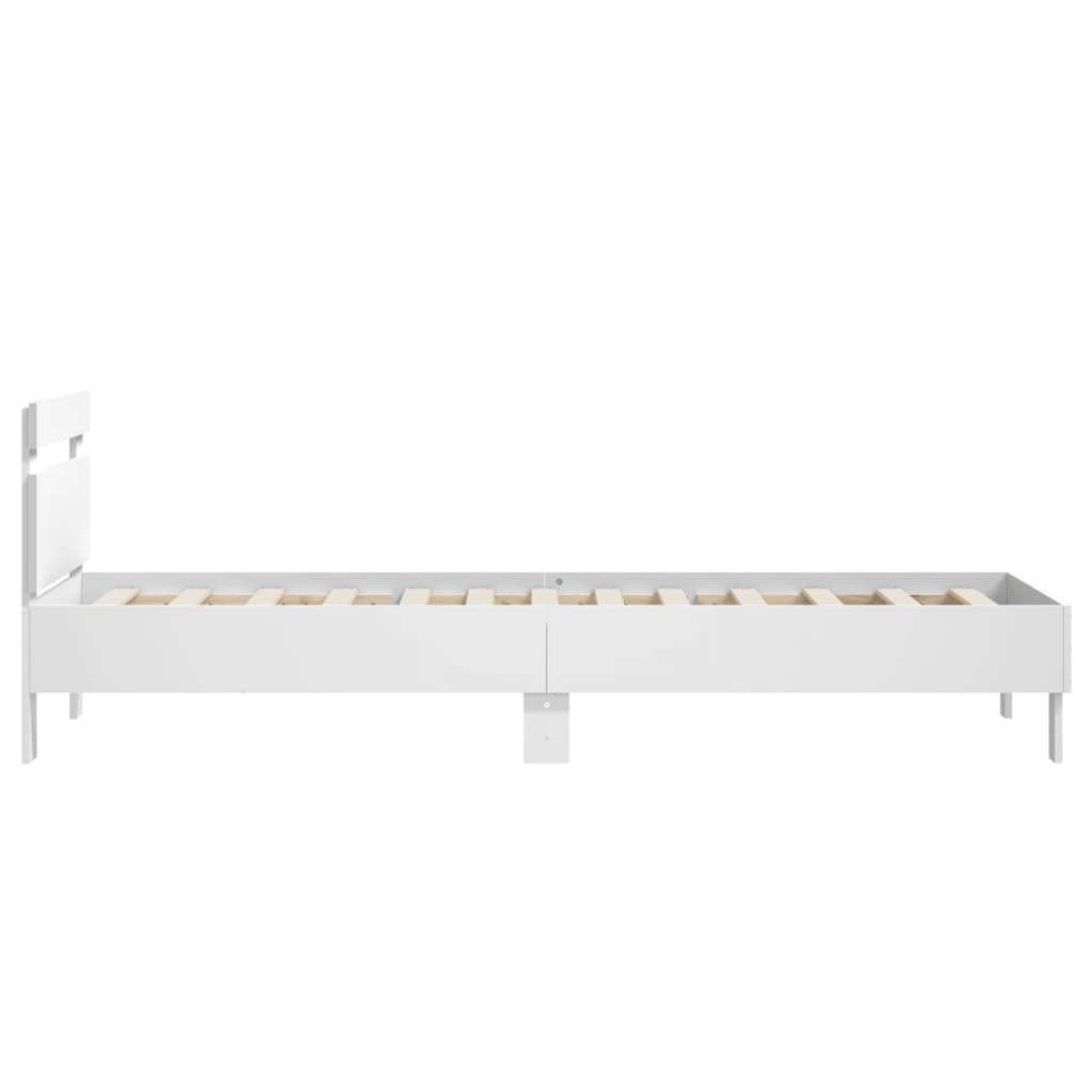 vidaXL Cadru de pat cu tăblie, alb, 90x200 cm, lemn prelucrat vidaXL Cadru de pat cu tăblie, alb, 90x200 cm, lemn prelucrat