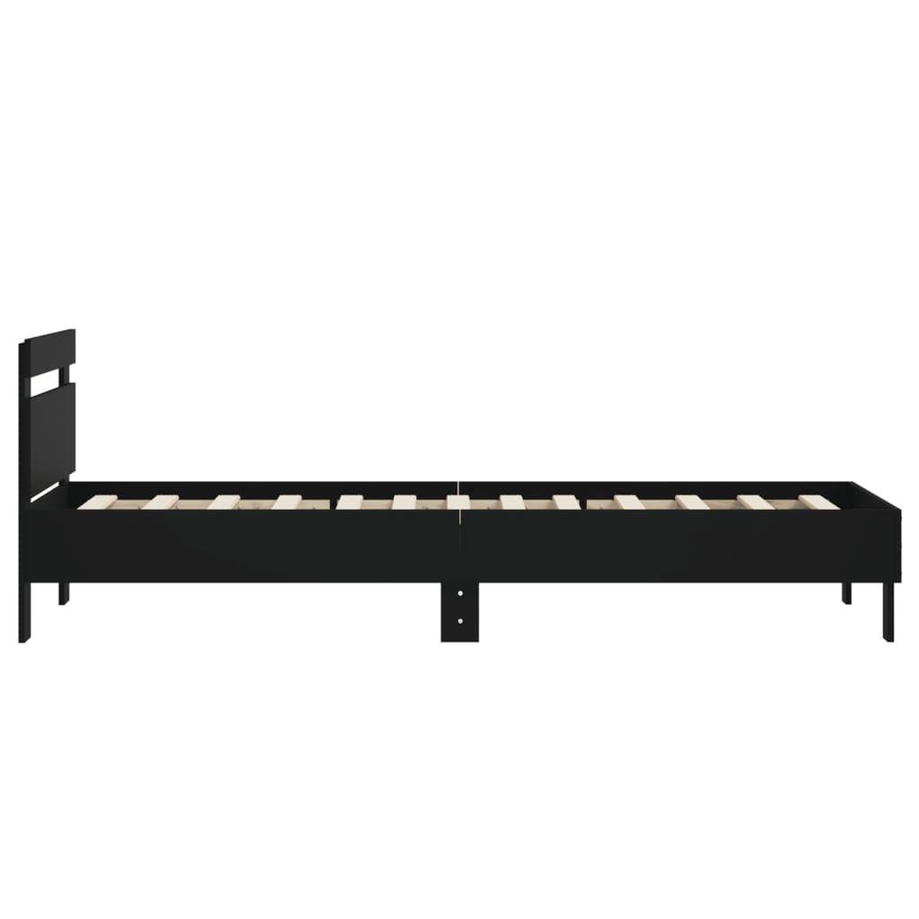 vidaXL Cadru de pat cu tăblie, negru, 90x200 cm, lemn prelucrat vidaXL Cadru de pat cu tăblie, negru, 90x200 cm, lemn prelucrat