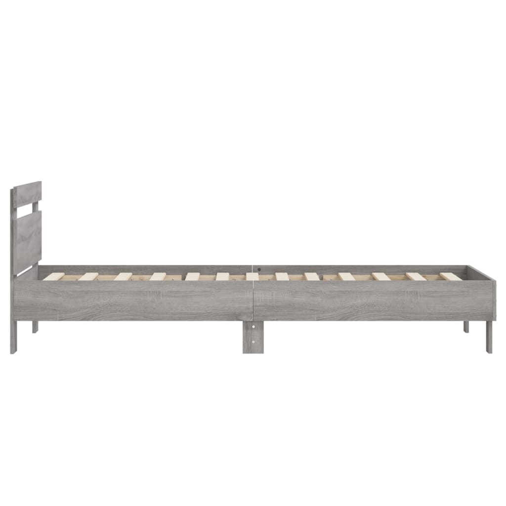 vidaXL Cadru de pat cu tăblie gri sonoma 75x190 cm lemn prelucrat vidaXL Cadru de pat cu tăblie gri sonoma 75x190 cm lemn prelucrat
