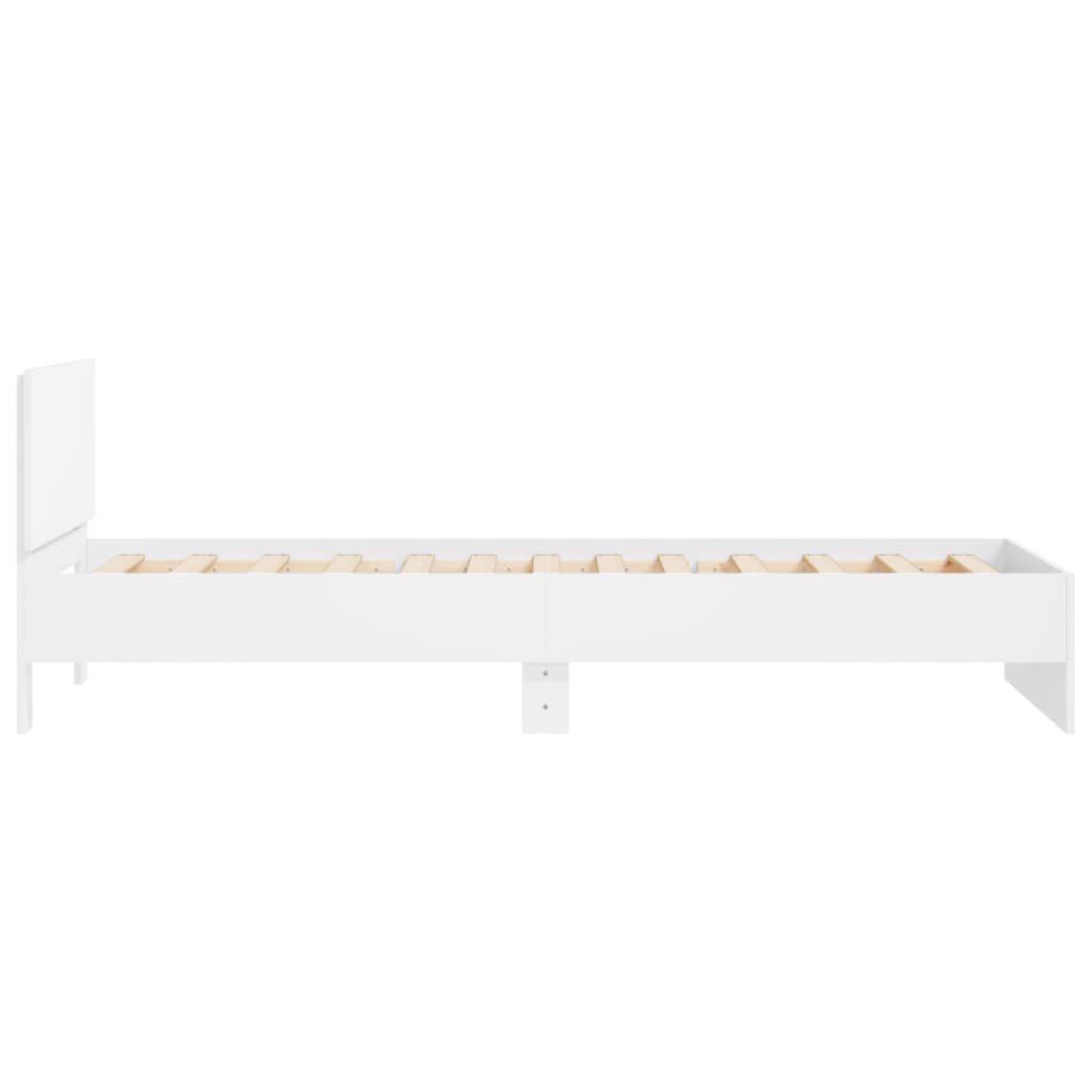 vidaXL Cadru de pat cu tăblie, alb, 100x200 cm, lemn prelucrat vidaXL Cadru de pat cu tăblie, alb, 100x200 cm, lemn prelucrat