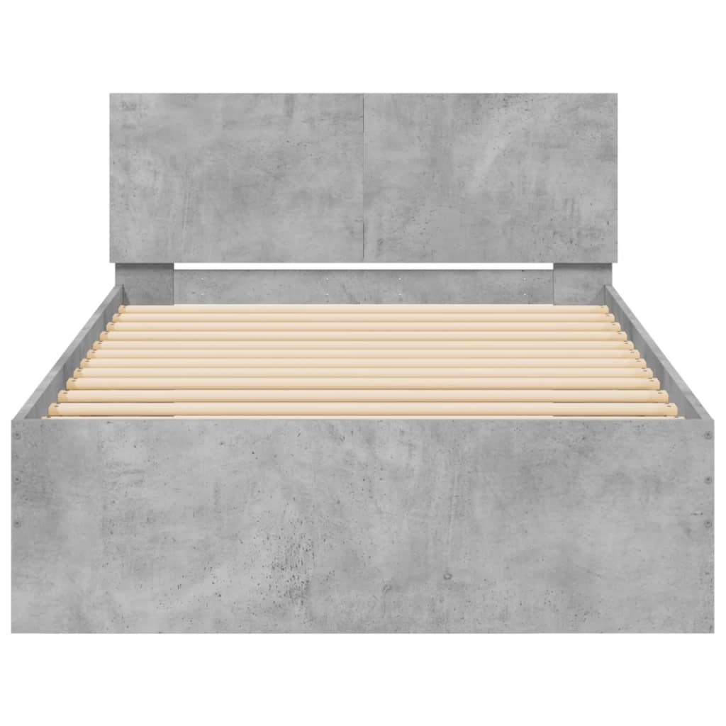 vidaXL Cadru de pat cu tăblie gri beton 100x200 cm lemn prelucrat
