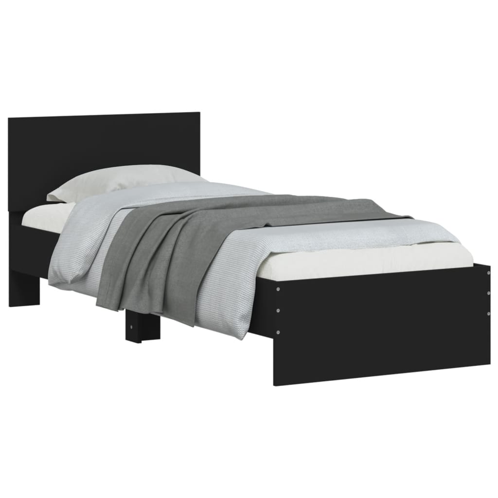 vidaXL Cadru de pat cu tăblie, negru, 90x200 cm, lemn prelucrat vidaXL Cadru de pat cu tăblie, negru, 90x200 cm, lemn prelucrat