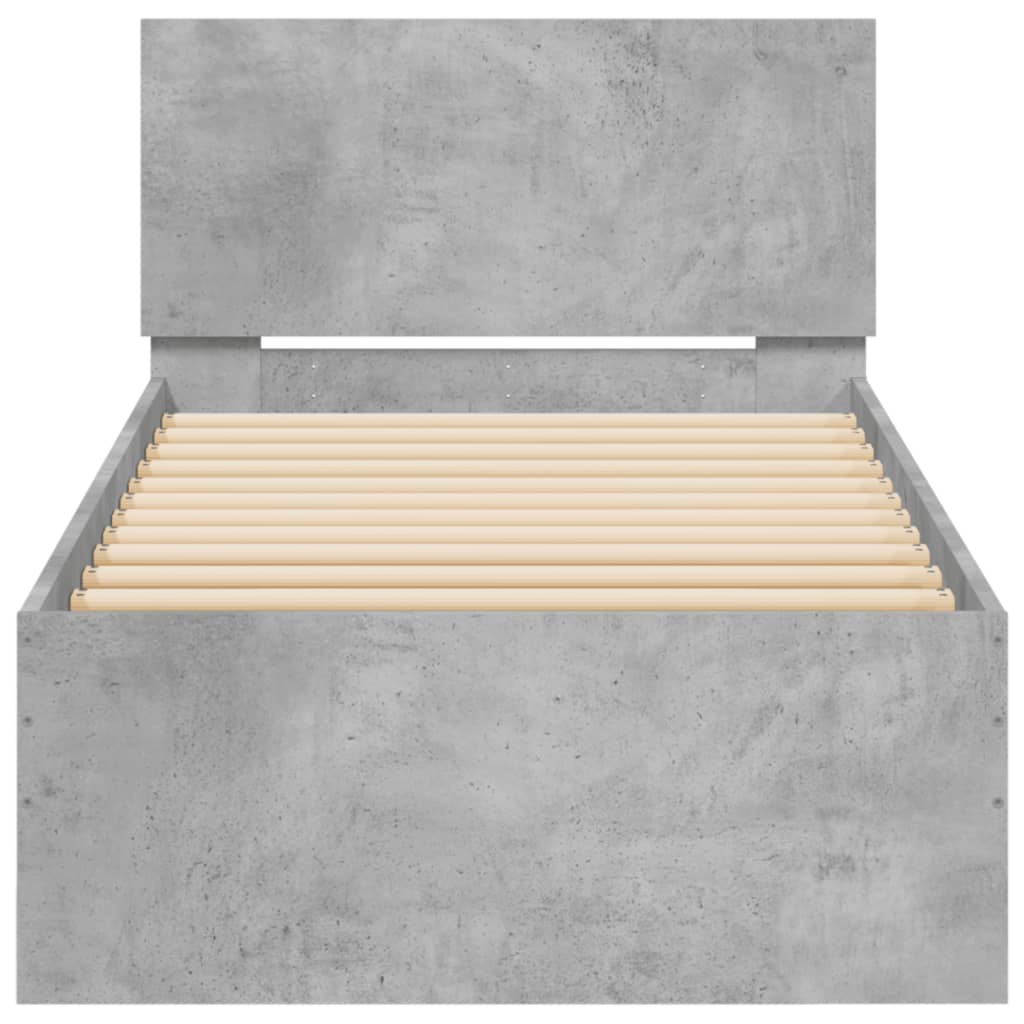 vidaXL Cadru de pat cu tăblie gri beton 90x200 cm lemn prelucrat vidaXL Cadru de pat cu tăblie gri beton 90x200 cm lemn prelucrat