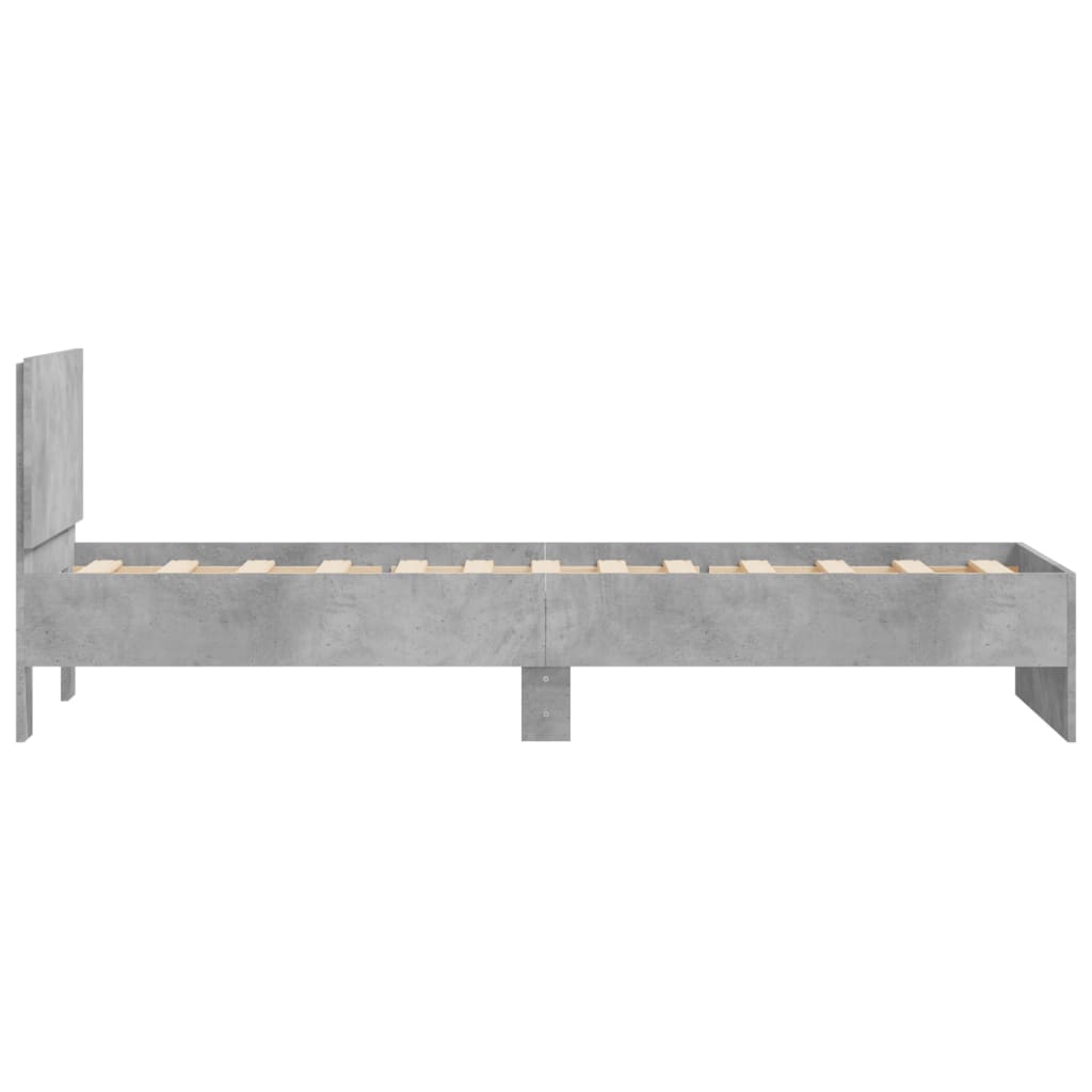 vidaXL Cadru de pat cu tăblie gri beton 90x200 cm lemn prelucrat vidaXL Cadru de pat cu tăblie gri beton 90x200 cm lemn prelucrat