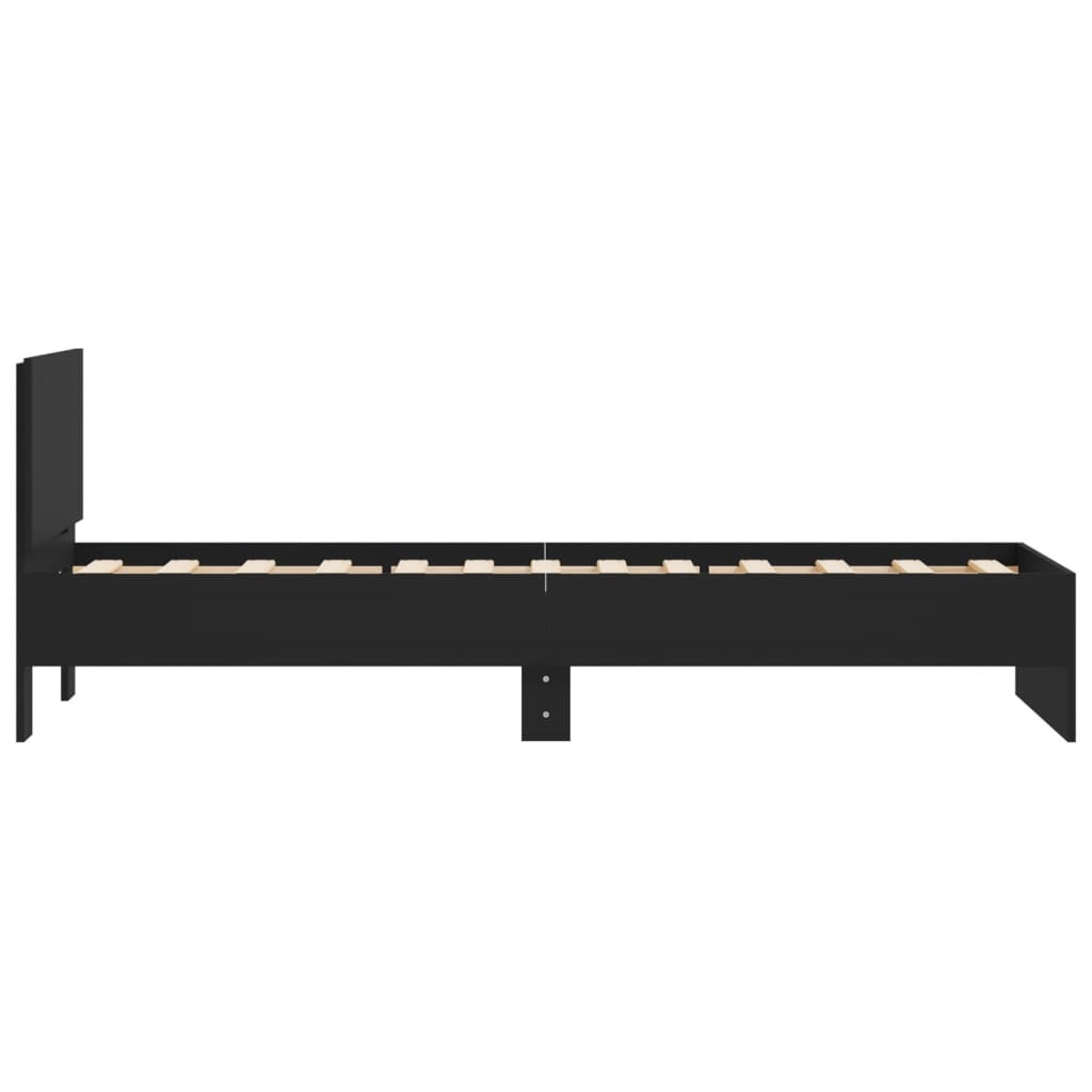 vidaXL Cadru de pat cu tăblie, negru, 90x190 cm, lemn prelucrat vidaXL Cadru de pat cu tăblie, negru, 90x190 cm, lemn prelucrat