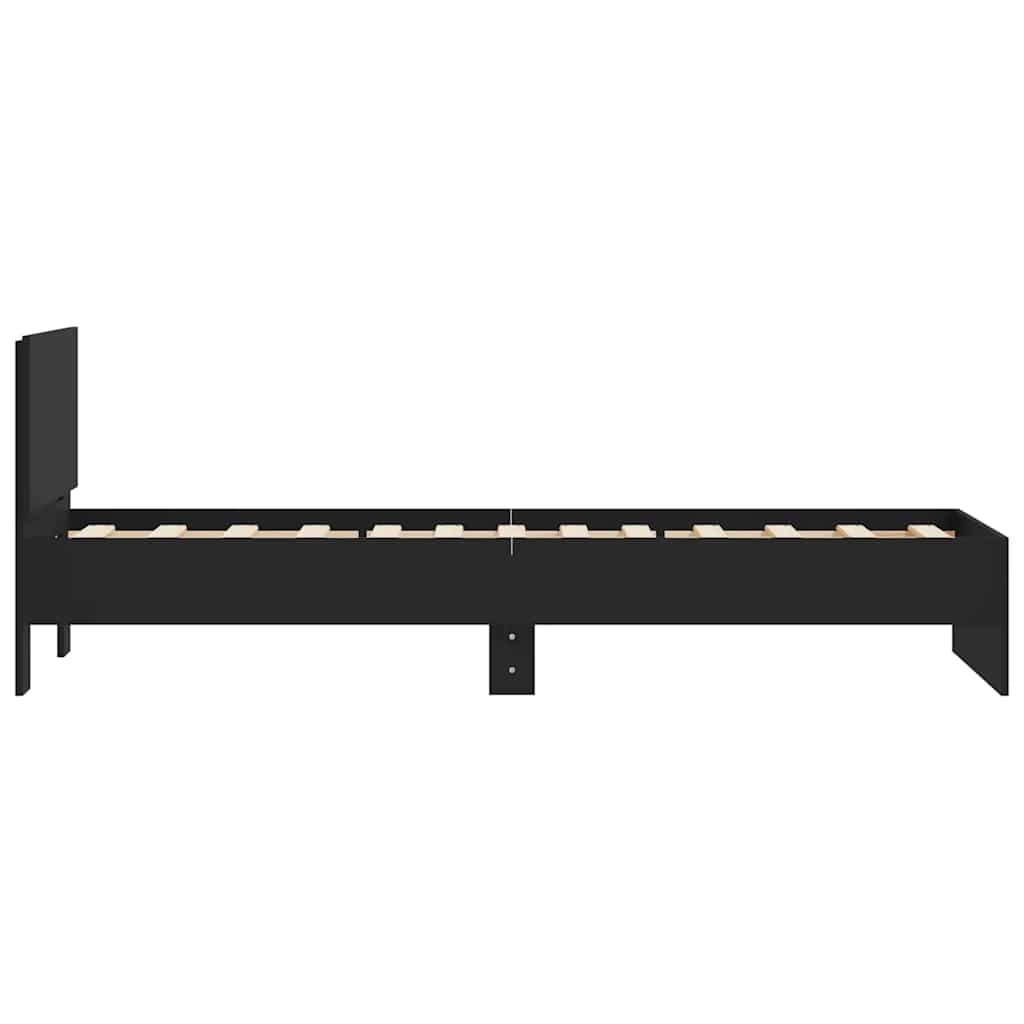 vidaXL Cadru de pat cu tăblie, negru, 75x190 cm, lemn prelucrat vidaXL Cadru de pat cu tăblie, negru, 75x190 cm, lemn prelucrat