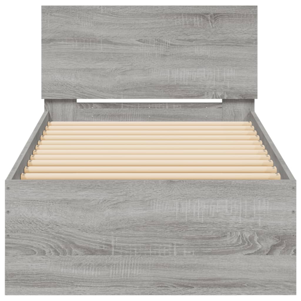 vidaXL Cadru de pat cu tăblie gri sonoma 75x190 cm lemn prelucrat