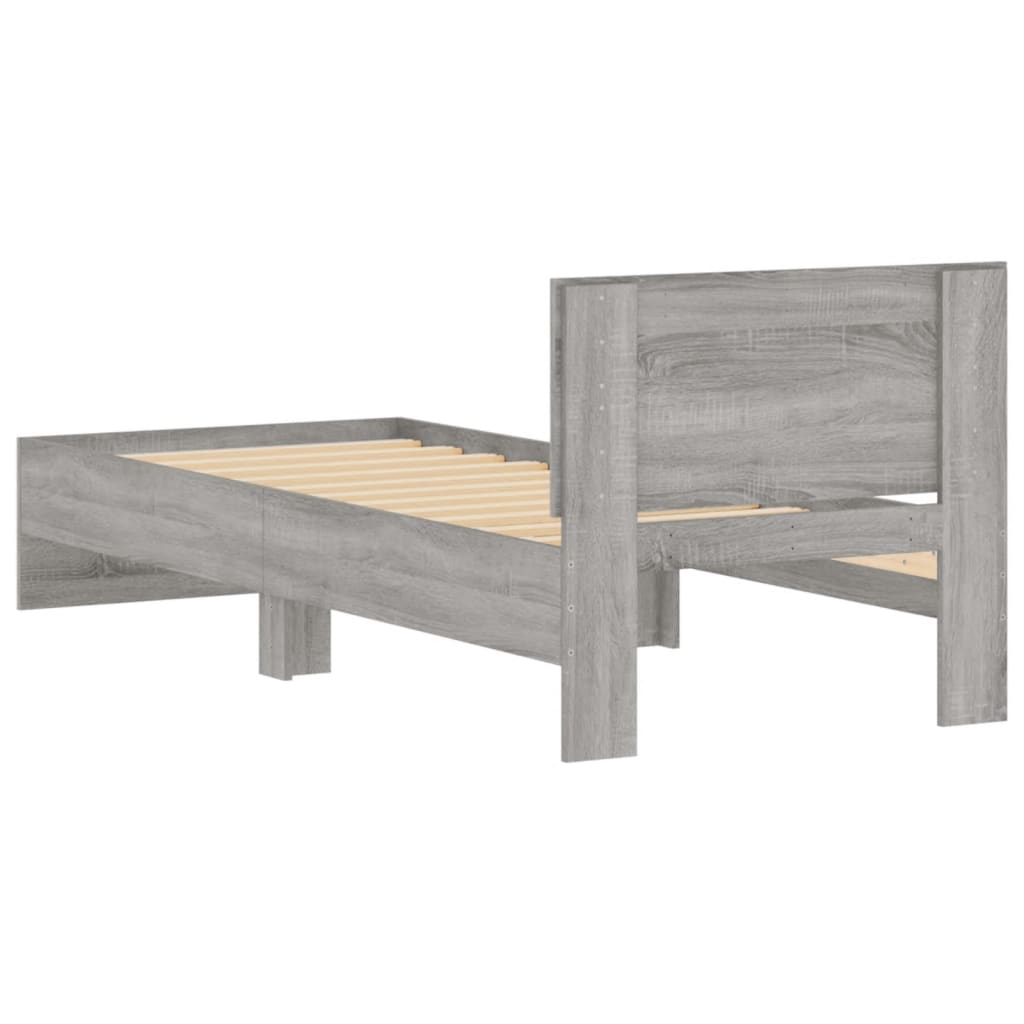vidaXL Cadru de pat cu tăblie gri sonoma 75x190 cm lemn prelucrat