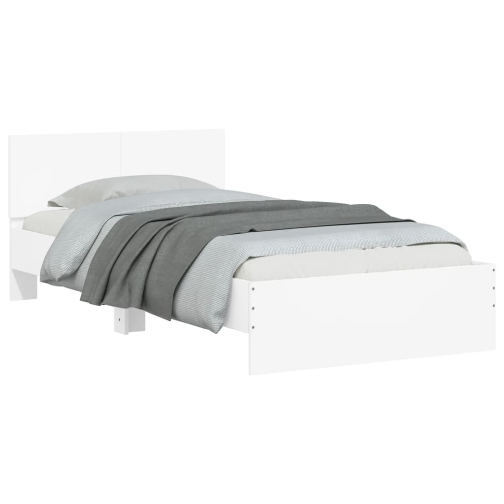 vidaXL Cadru de pat cu tăblie și lumini LED, alb, 100x200 cm vidaXL Cadru de pat cu tăblie și lumini LED, alb, 100x200 cm