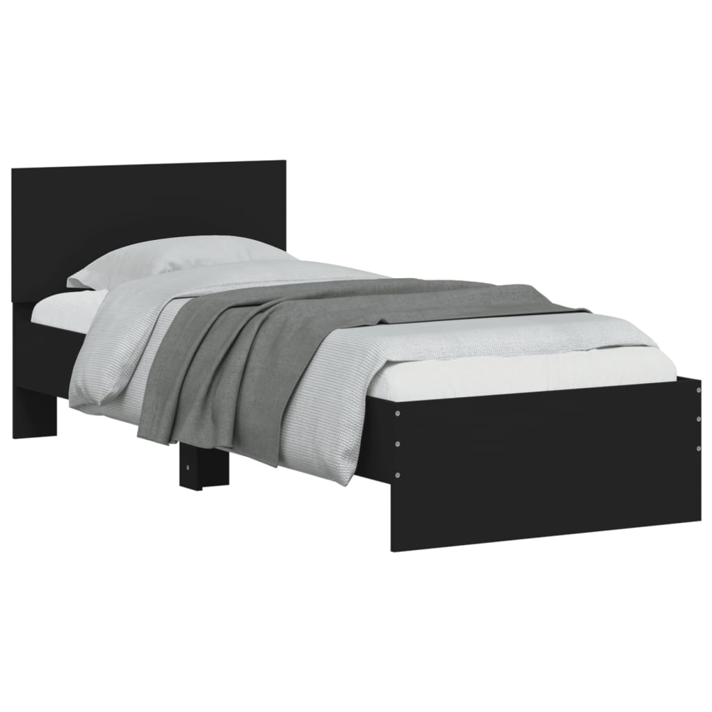 vidaXL Cadru de pat cu tăblie și lumini LED, negru, 75x190 cm vidaXL Cadru de pat cu tăblie și lumini LED, negru, 75x190 cm