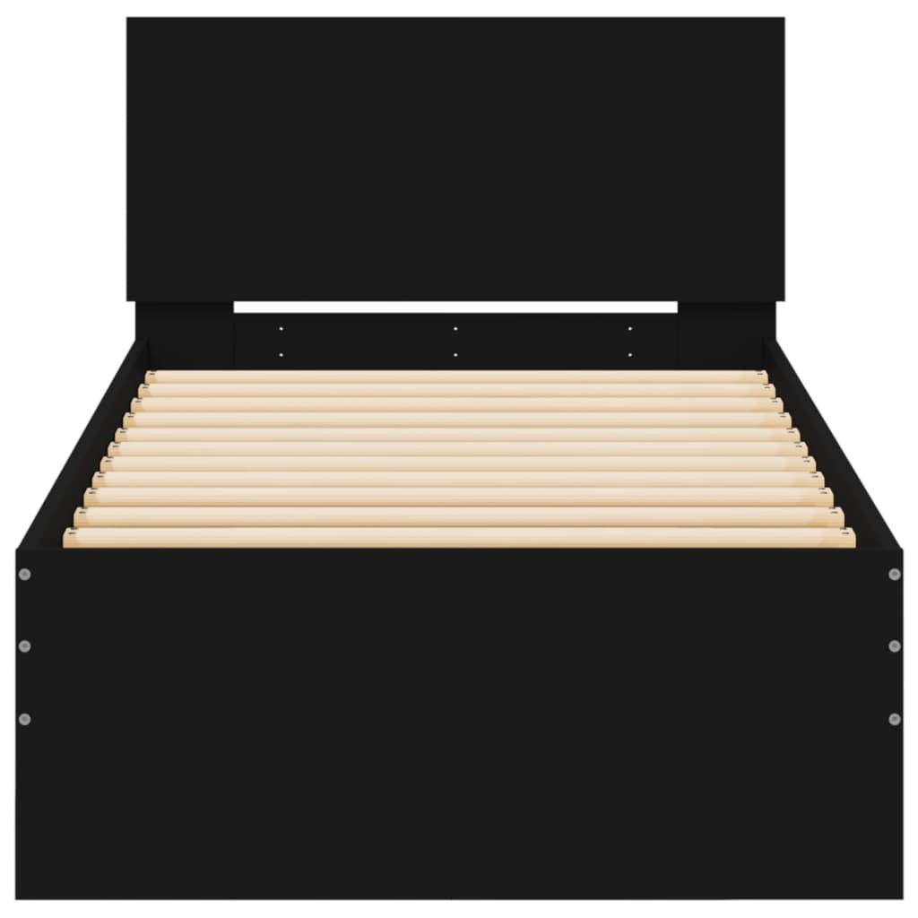 vidaXL Cadru de pat cu tăblie și lumini LED, negru, 75x190 cm vidaXL Cadru de pat cu tăblie și lumini LED, negru, 75x190 cm