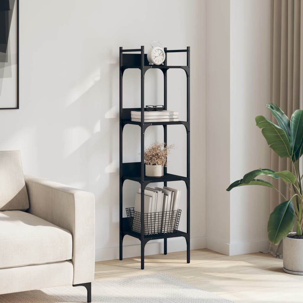 vidaXL Bibliotecă 4 niveluri, negru, 35x30x138,5 cm, lemn prelucrat vidaXL Bibliotecă 4 niveluri, negru, 35x30x138,5 cm, lemn prelucrat