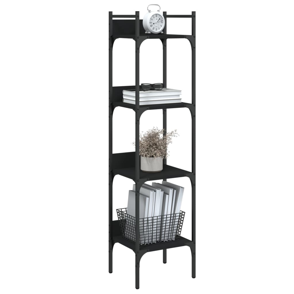 vidaXL Bibliotecă 4 niveluri, negru, 35x30x138,5 cm, lemn prelucrat vidaXL Bibliotecă 4 niveluri, negru, 35x30x138,5 cm, lemn prelucrat
