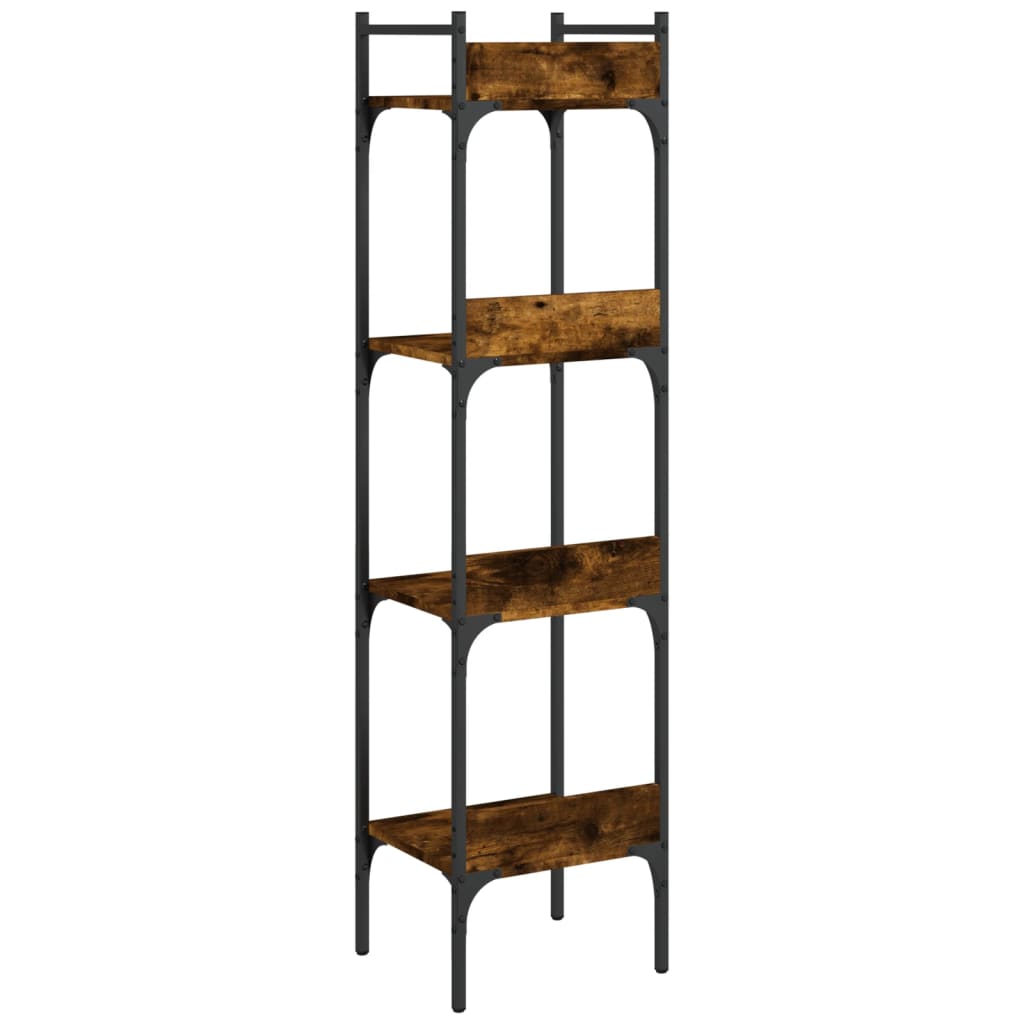 vidaXL Bibliotecă 4 niveluri, stejar fumuriu, 35x30x138,5 cm vidaXL Bibliotecă 4 niveluri, stejar fumuriu, 35x30x138,5 cm
