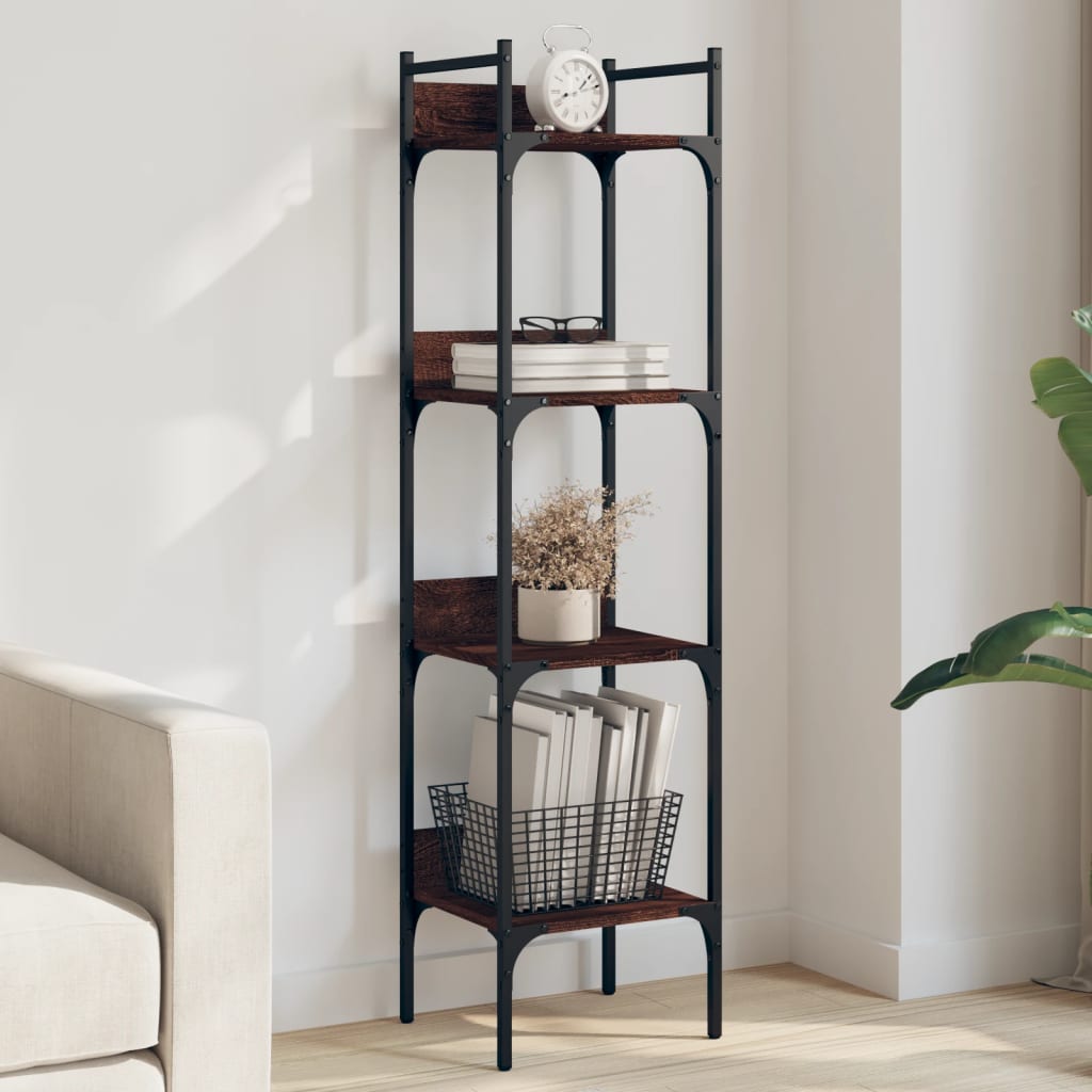 vidaXL Bibliotecă 4 niveluri stejar maro 35x30x138,5 cm lemn prelucrat vidaXL Bibliotecă 4 niveluri stejar maro 35x30x138,5 cm lemn prelucrat