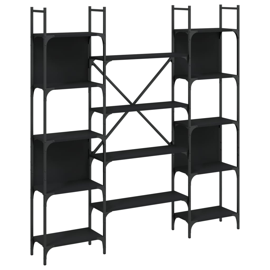 vidaXL Bibliotecă, negru, 155,5x24x166,5 cm, lemn prelucrat vidaXL Bibliotecă, negru, 155,5x24x166,5 cm, lemn prelucrat