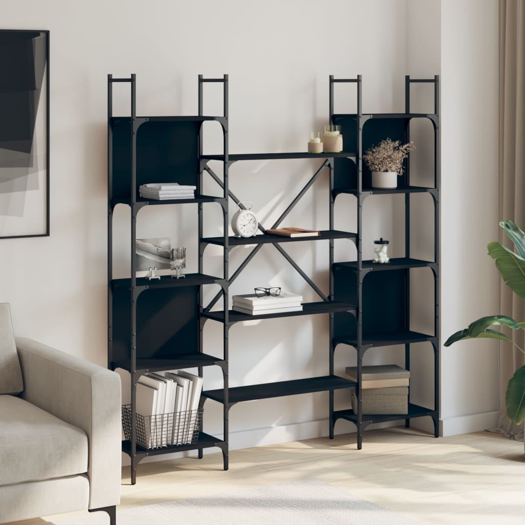 vidaXL Bibliotecă, negru, 155,5x24x166,5 cm, lemn prelucrat vidaXL Bibliotecă, negru, 155,5x24x166,5 cm, lemn prelucrat