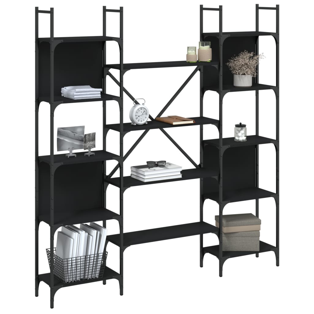 vidaXL Bibliotecă, negru, 155,5x24x166,5 cm, lemn prelucrat vidaXL Bibliotecă, negru, 155,5x24x166,5 cm, lemn prelucrat