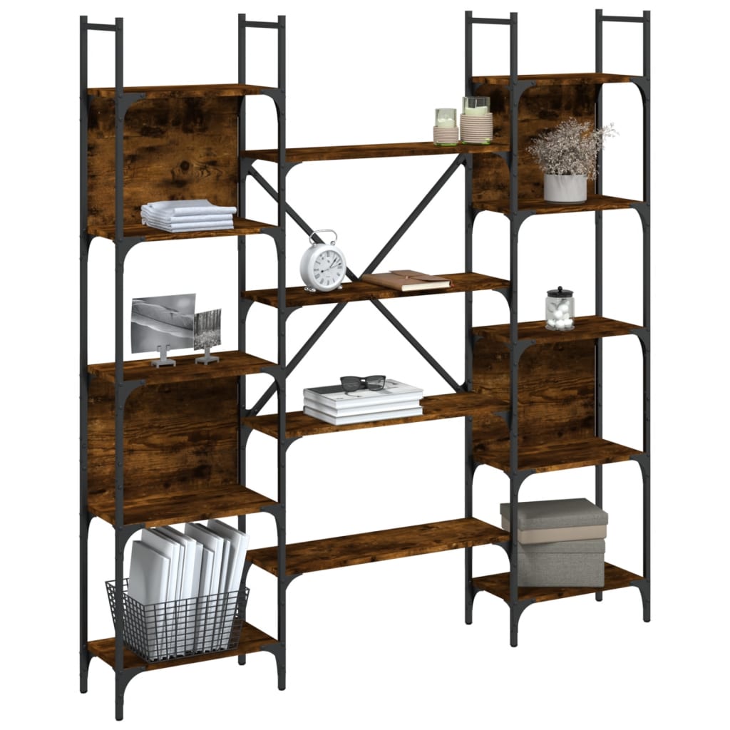 vidaXL Bibliotecă, stejar fumuriu, 155,5x24x166,5 cm, lemn prelucrat vidaXL Bibliotecă, stejar fumuriu, 155,5x24x166,5 cm, lemn prelucrat