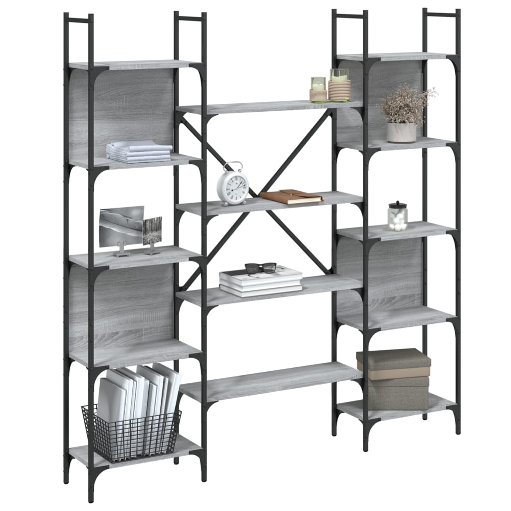 vidaXL Bibliotecă, gri sonoma, 155,5x24x166,5 cm, lemn prelucrat vidaXL Bibliotecă, gri sonoma, 155,5x24x166,5 cm, lemn prelucrat