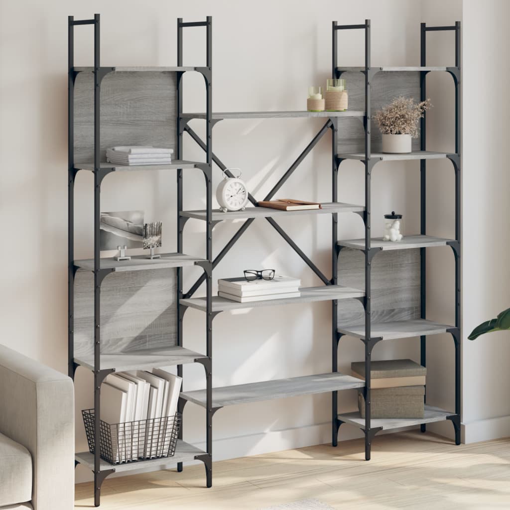 vidaXL Bibliotecă, gri sonoma, 155,5x24x166,5 cm, lemn prelucrat vidaXL Bibliotecă, gri sonoma, 155,5x24x166,5 cm, lemn prelucrat