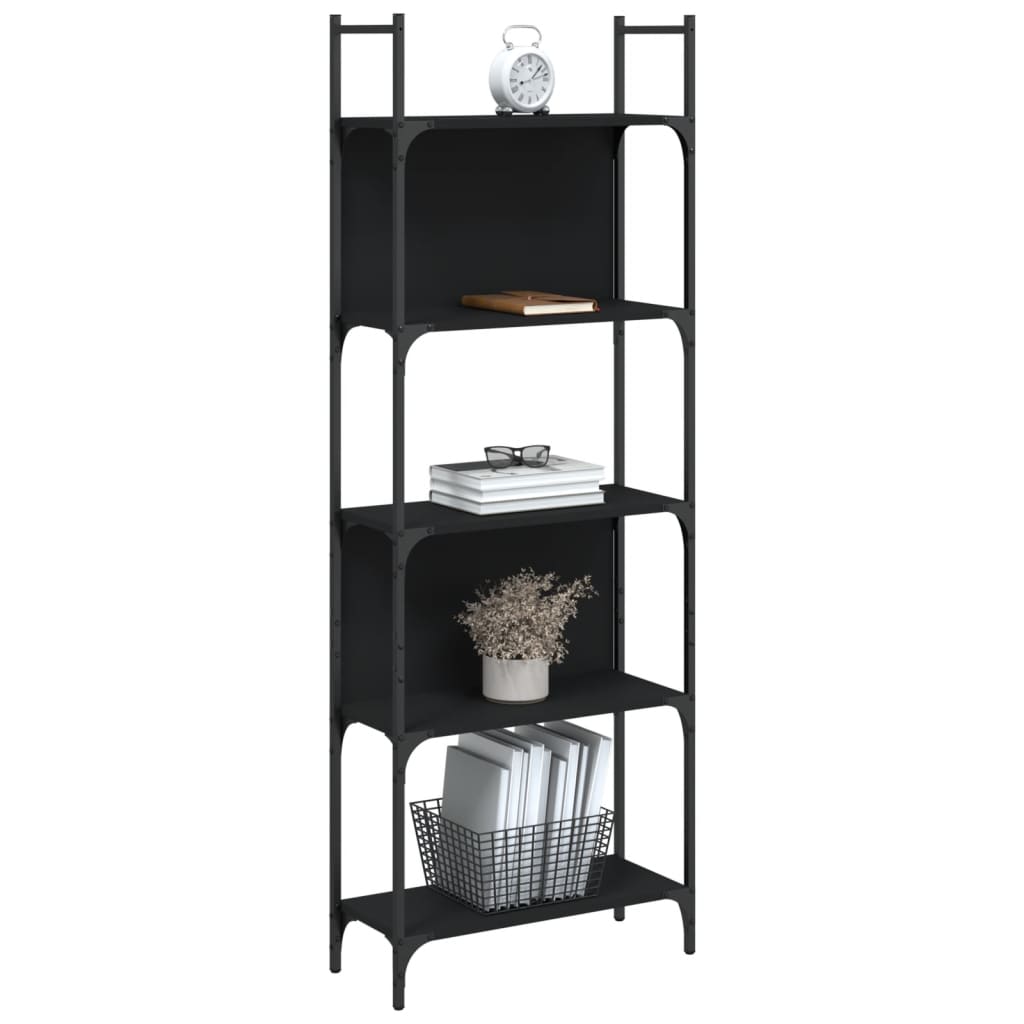 vidaXL Bibliotecă 5 niveluri, negru, 60,5x24x166,5 cm, lemn prelucrat vidaXL Bibliotecă 5 niveluri, negru, 60,5x24x166,5 cm, lemn prelucrat