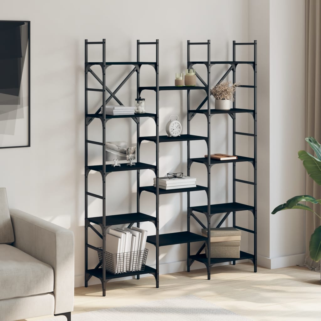 vidaXL Bibliotecă, negru, 127,5x28,5x172,5 cm, lemn prelucrat vidaXL Bibliotecă, negru, 127,5x28,5x172,5 cm, lemn prelucrat