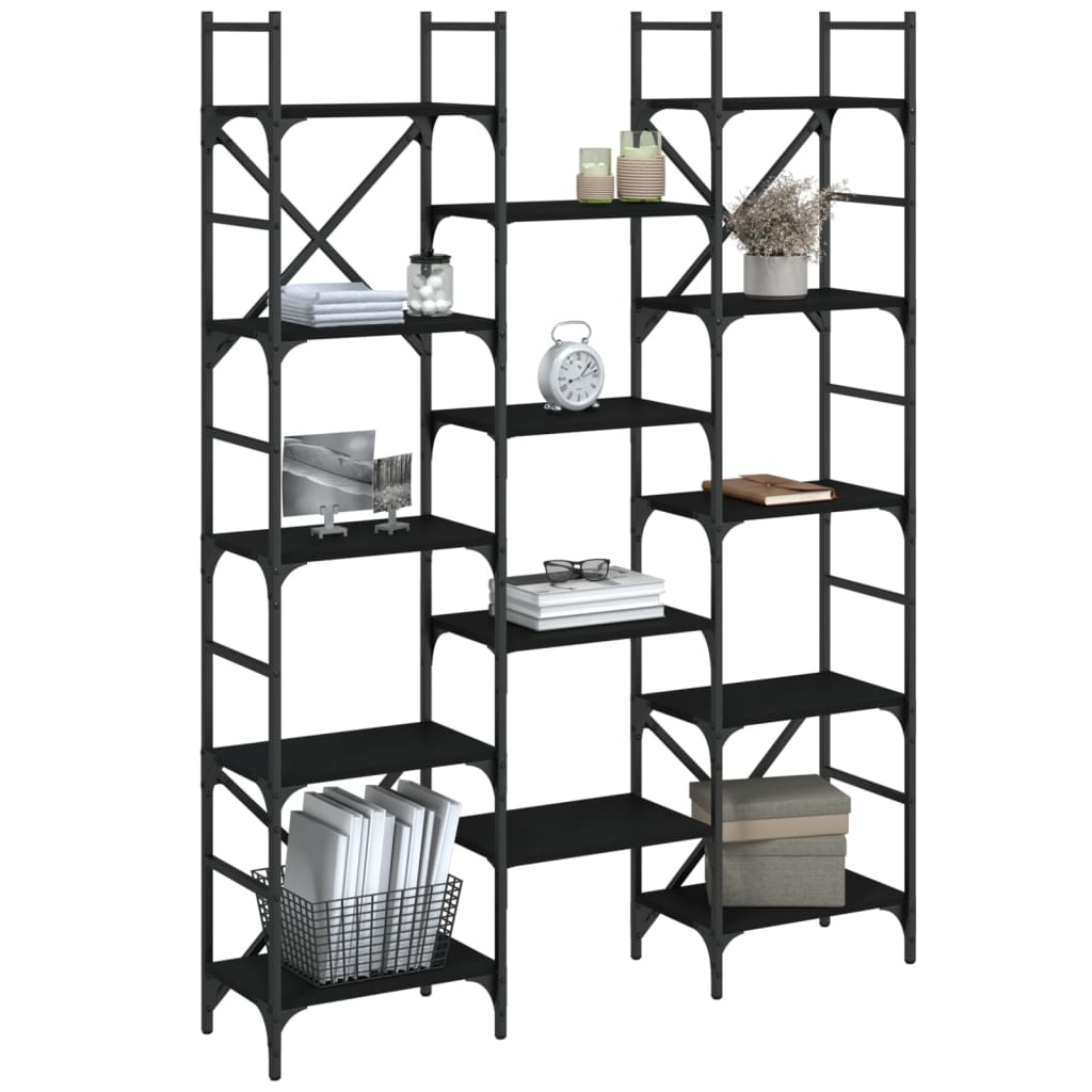 vidaXL Bibliotecă, negru, 127,5x28,5x172,5 cm, lemn prelucrat vidaXL Bibliotecă, negru, 127,5x28,5x172,5 cm, lemn prelucrat