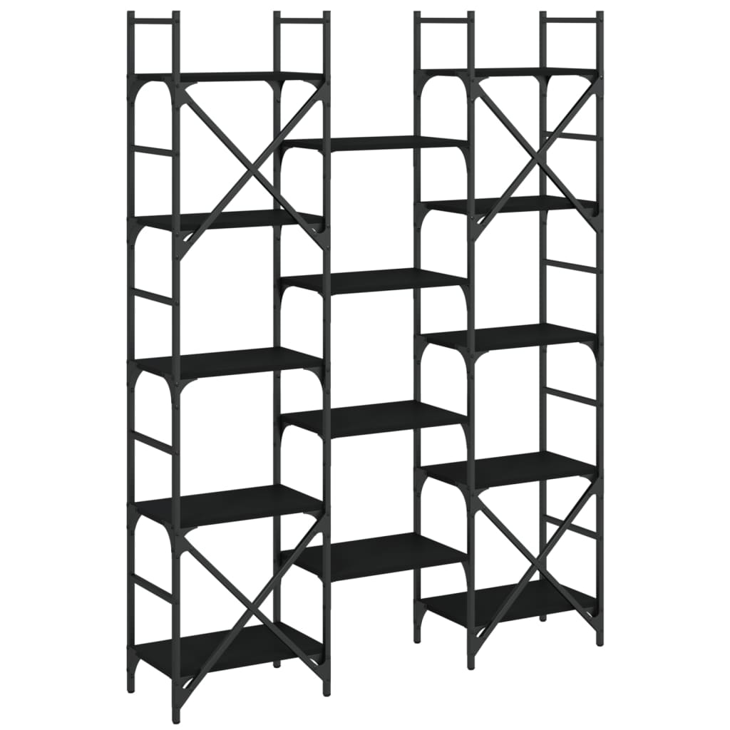 vidaXL Bibliotecă, negru, 127,5x28,5x172,5 cm, lemn prelucrat vidaXL Bibliotecă, negru, 127,5x28,5x172,5 cm, lemn prelucrat