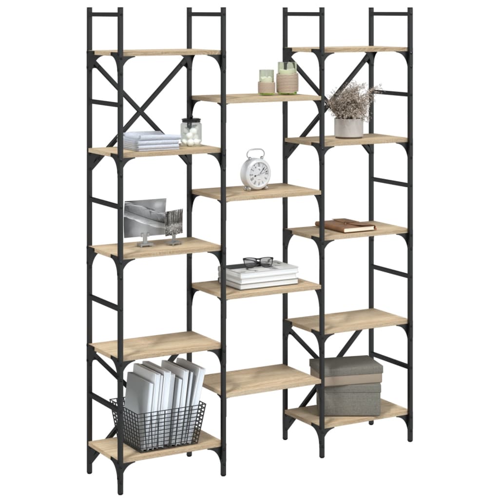 vidaXL Bibliotecă, stejar sonoma, 127,5x28,5x172,5 cm, lemn prelucrat vidaXL Bibliotecă, stejar sonoma, 127,5x28,5x172,5 cm, lemn prelucrat